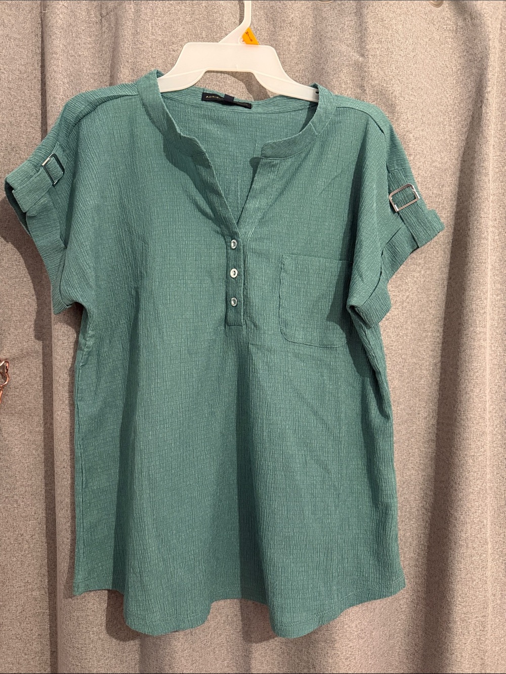 New Relaxed Short-Sleeve Tunic Top in Teal